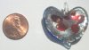 1 35mm Red Flower Foil Lampwork Heart Pendant